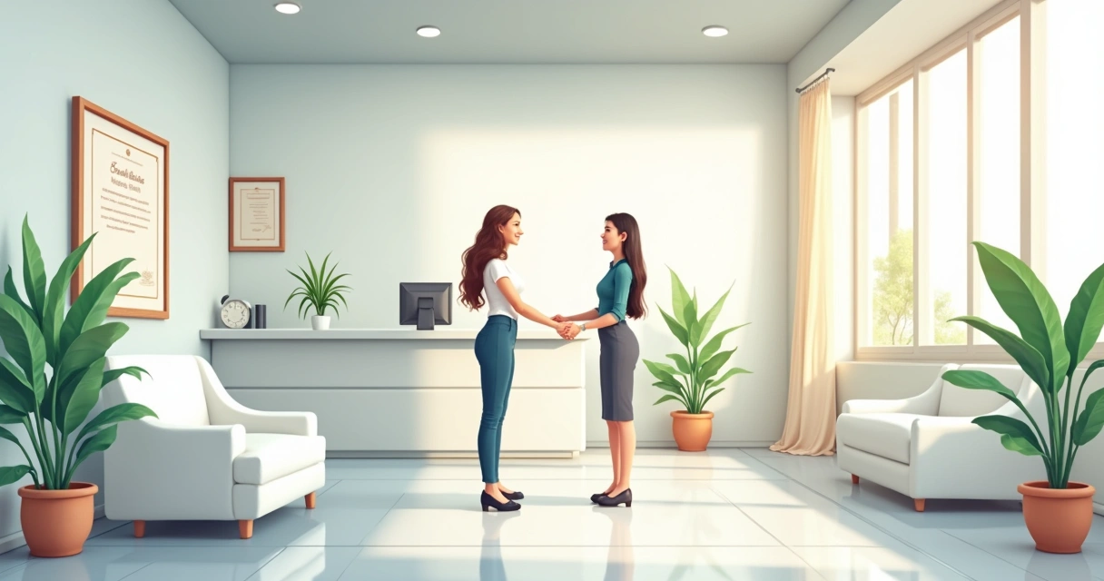 Recepção de clínica de estética limpa e moderna 