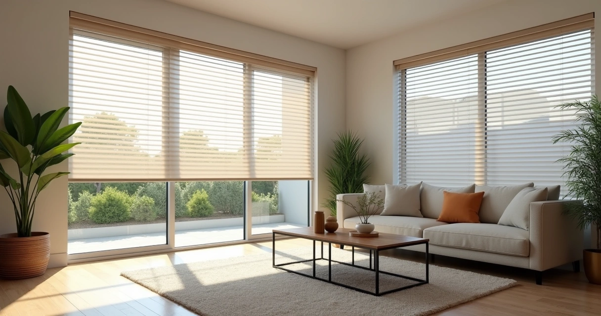 Persianas sob medida instaladas em sala de apartamento alto padrão em Curitiba - Blue Home