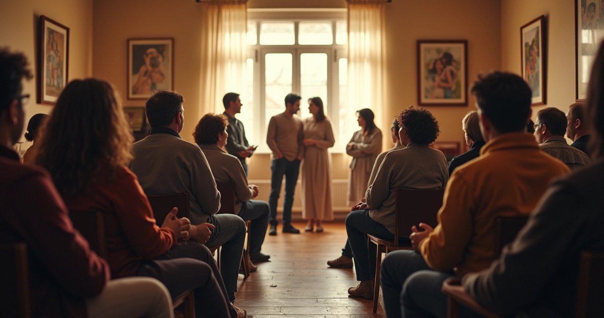 Terapia grupal de constelaciones familiares en círculo 