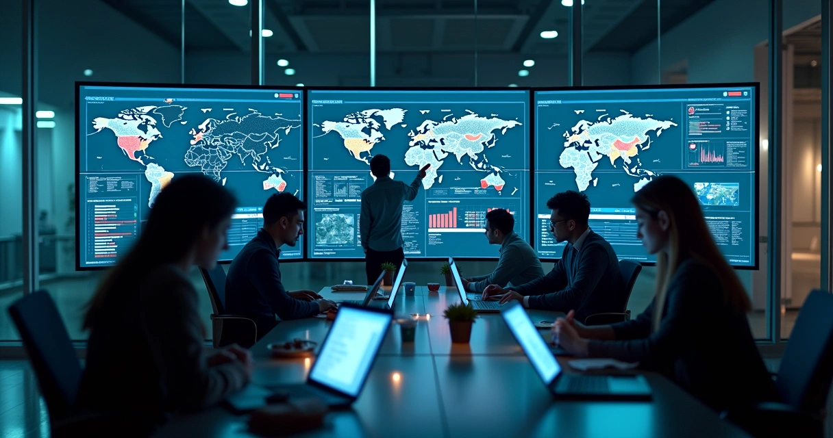 Equipe de tecnologia monitorando incidentes críticos em telas de controle SaaS 