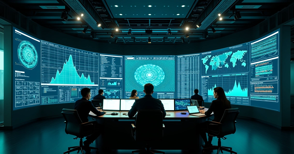 Sala de controle com operadores utilizando IA 