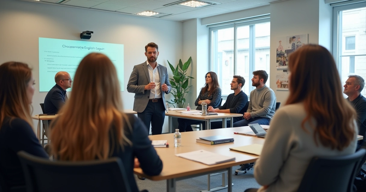 Professores participando de uma aula prática de CELTA presencial 