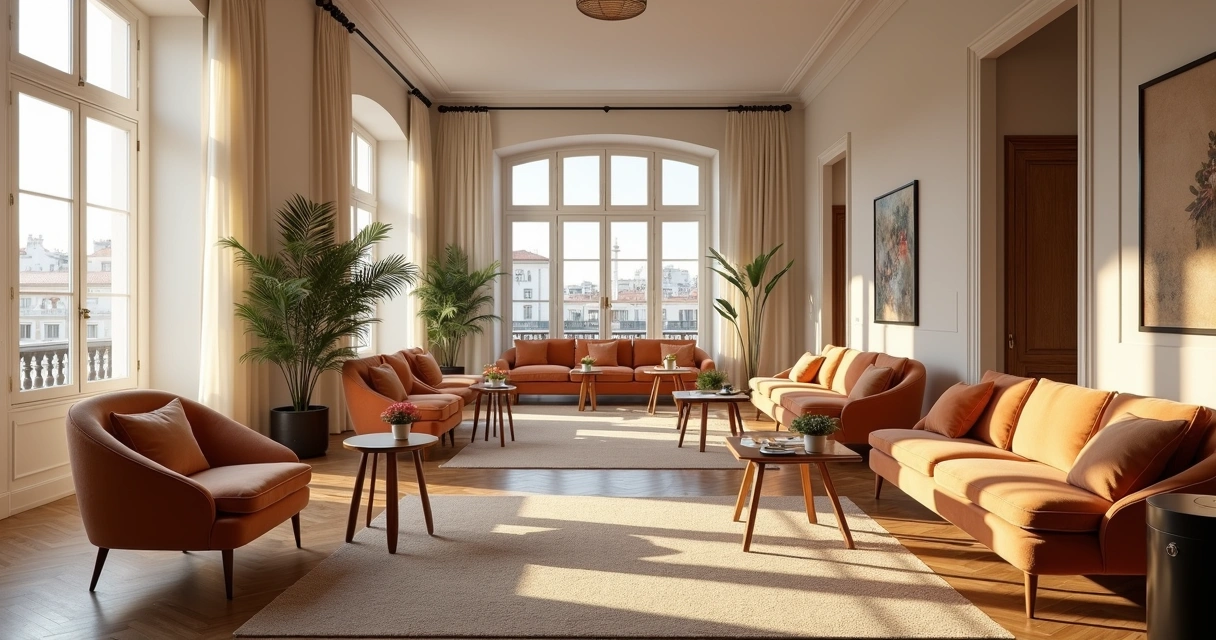 Sala de estar sofisticada em hotel boutique de Lisboa