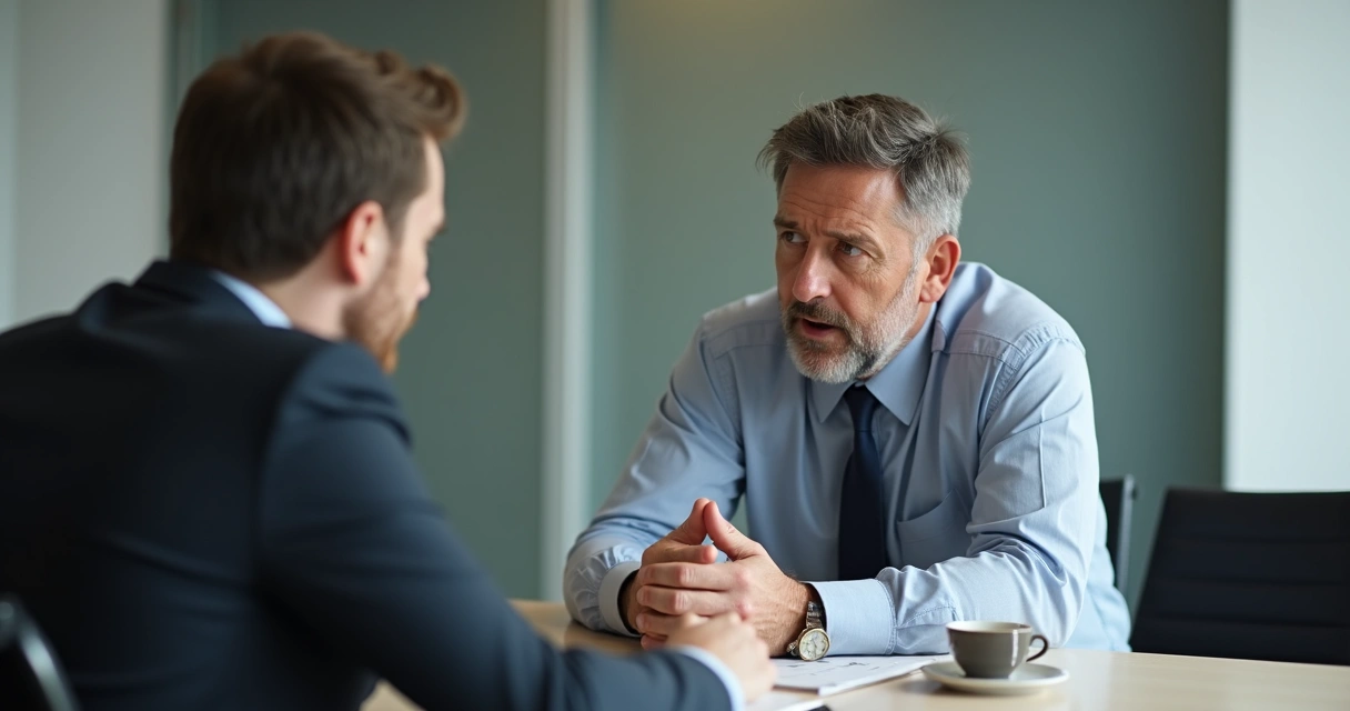 Empresário conduz entrevista e fala muito, candidato só escuta 