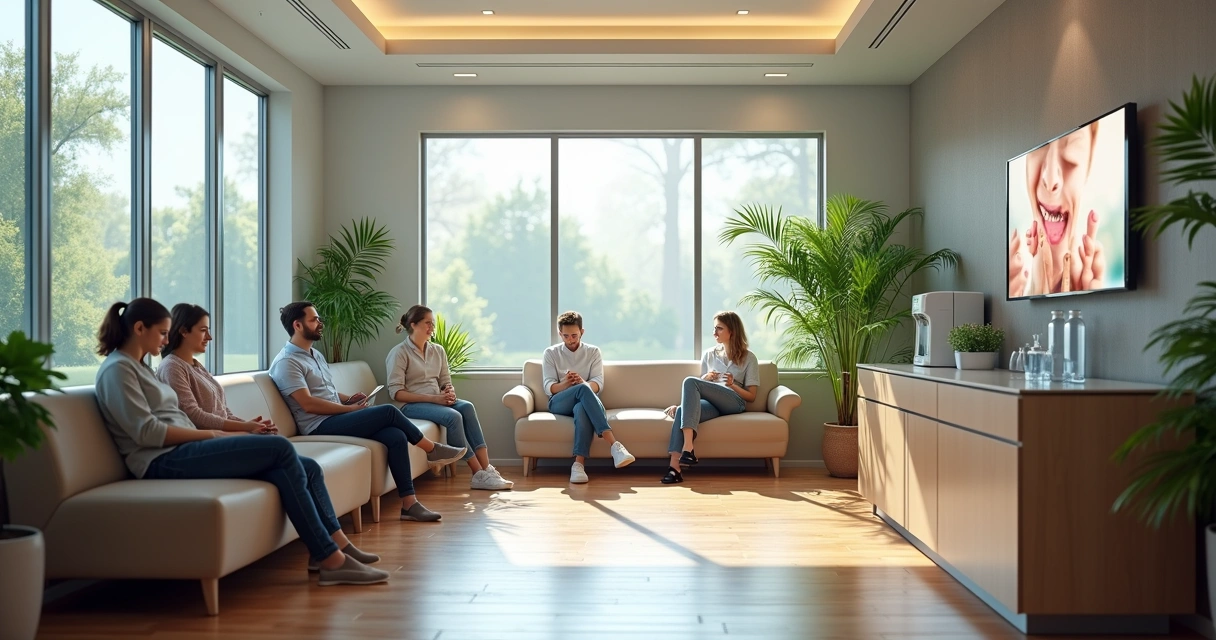 Sala de espera de clínica odontológica confortável 