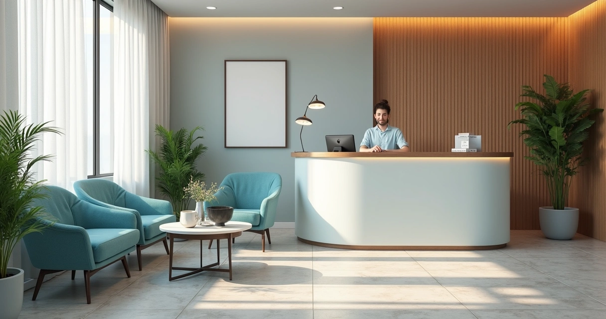 Sala de espera confortável para odontologia humanizada 