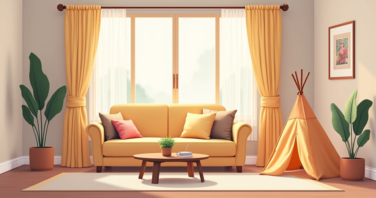 Sala de estar adaptada para conforto sensorial no autismo 