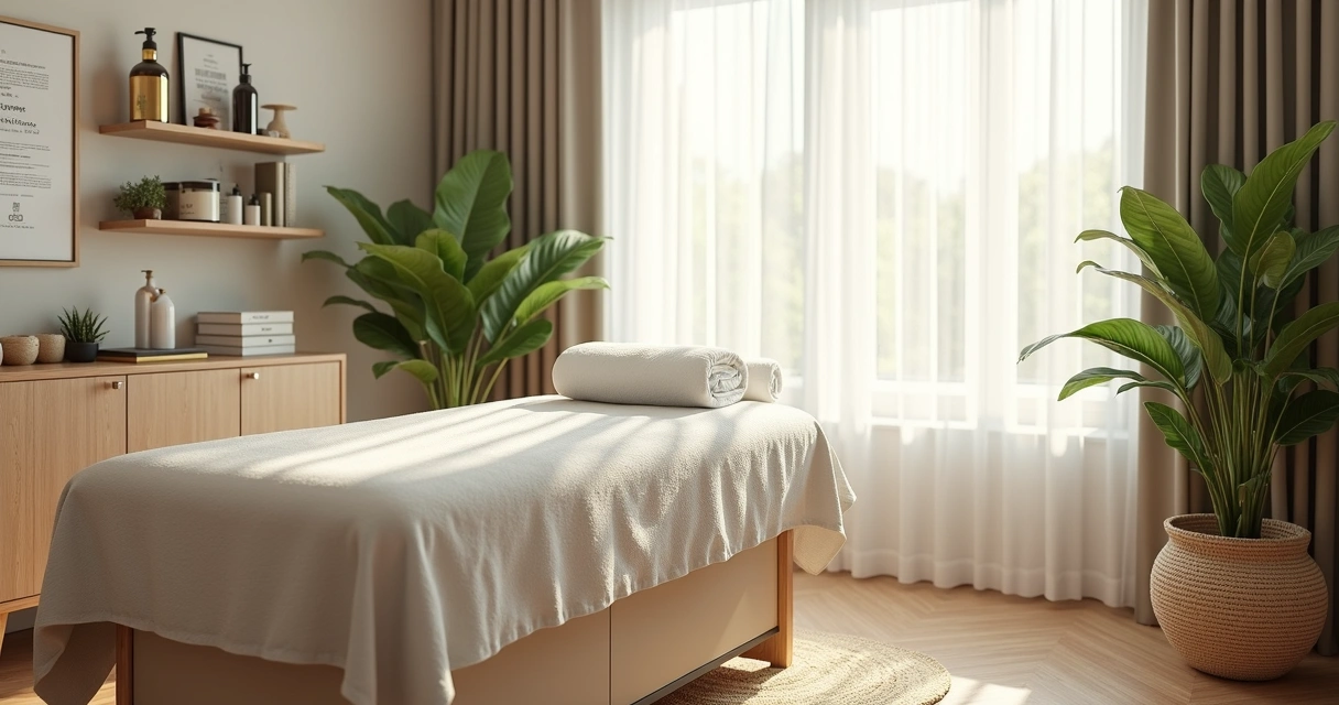 Sala moderna para massagem equipada e higienizada 