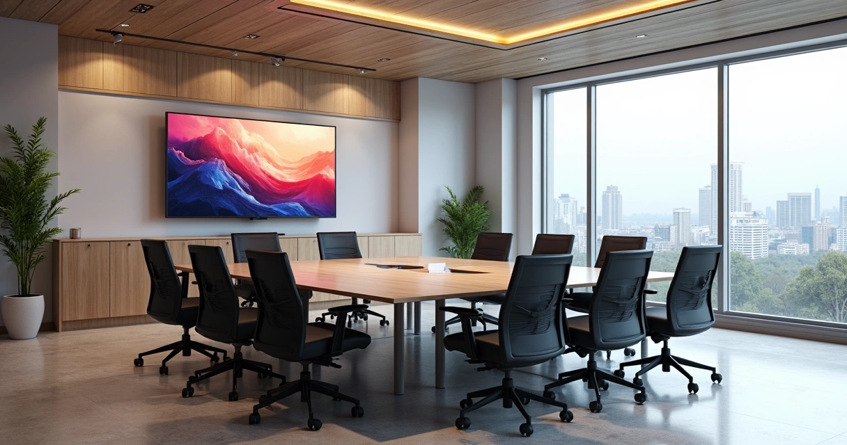 Sala moderna com cadeiras ergonômicas e monitores em Betim 