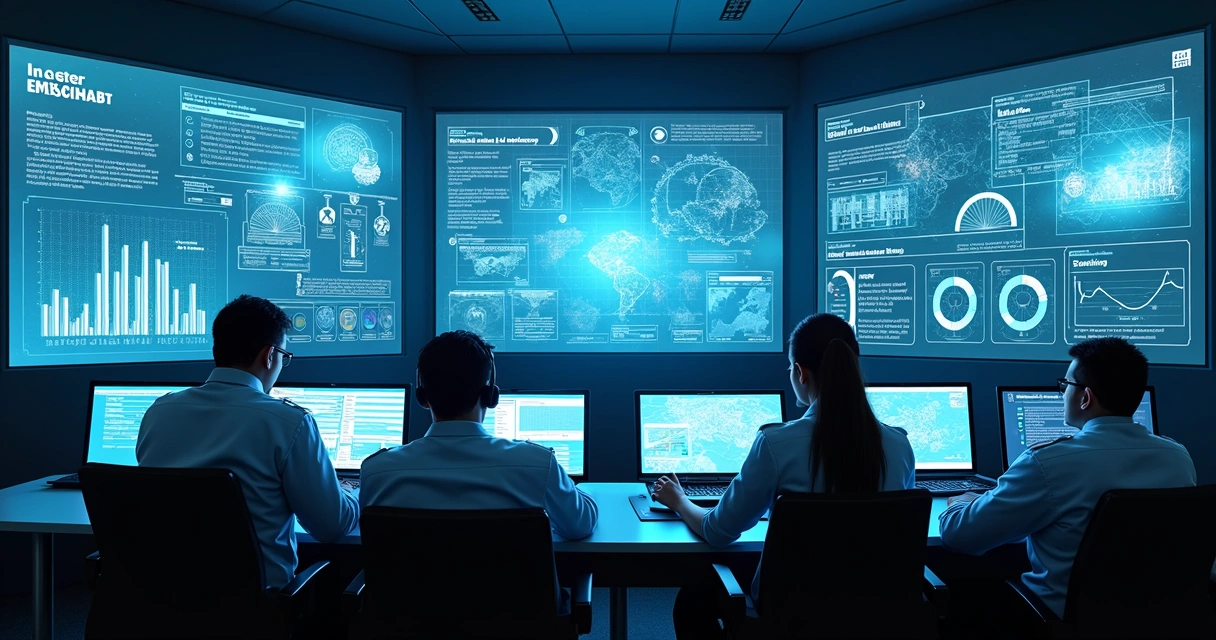 Sala de monitoreo con paneles de control IoT