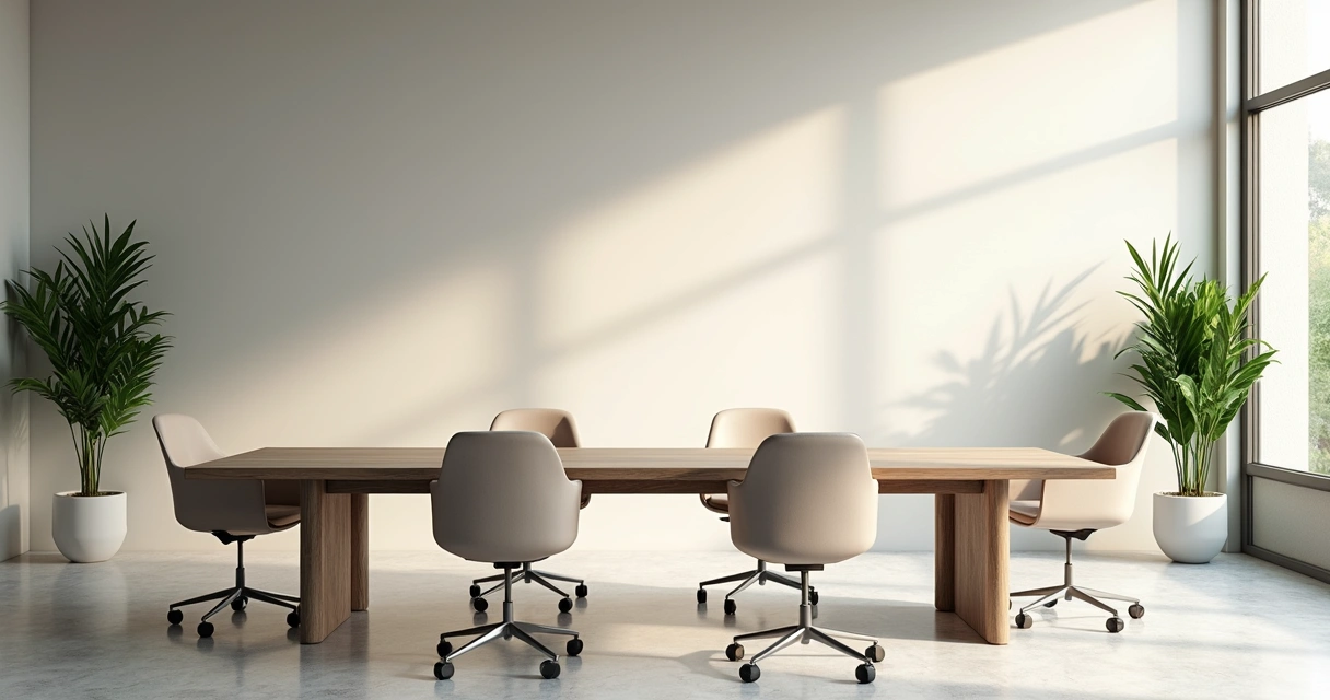 Sala de oficina moderna con ambiente tranquilo y luz suave 