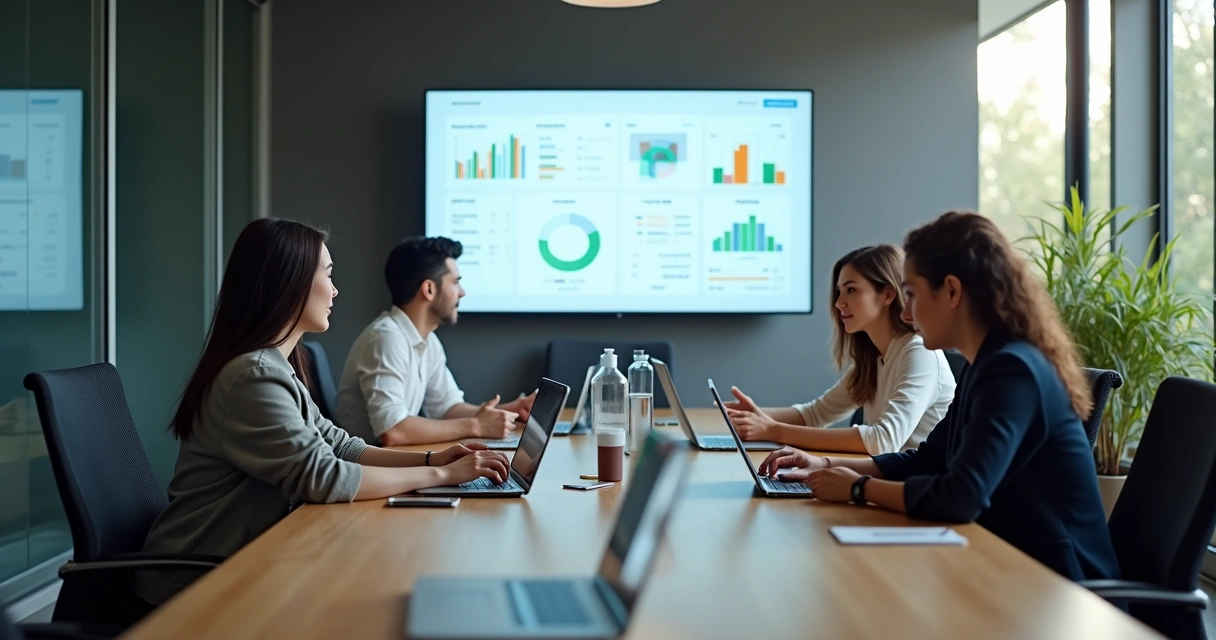 Reunião em pequena empresa com foco em tecnologia e integração