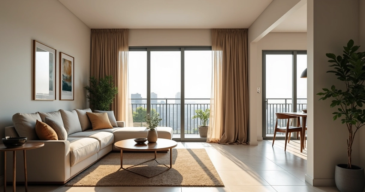 Sala organizada e iluminada para fotos imobiliárias 
