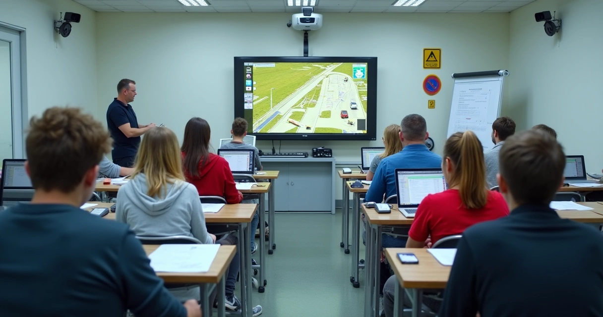 Candidatos sentados em sala durante prova teórica de trânsito