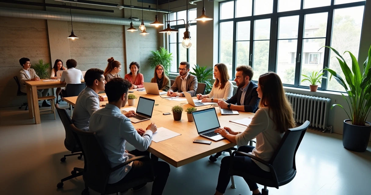 Sala de reunião moderna em uma agência de marketing digital 