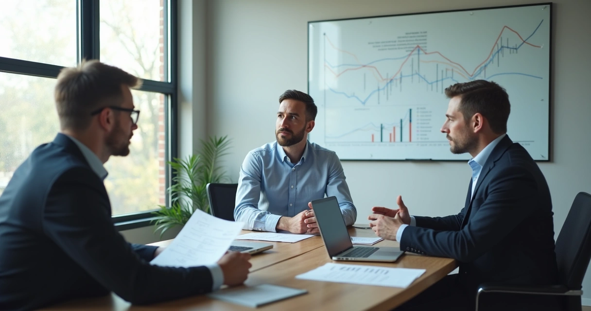 Reunião de diretores empresariais em mesa de sala moderna 