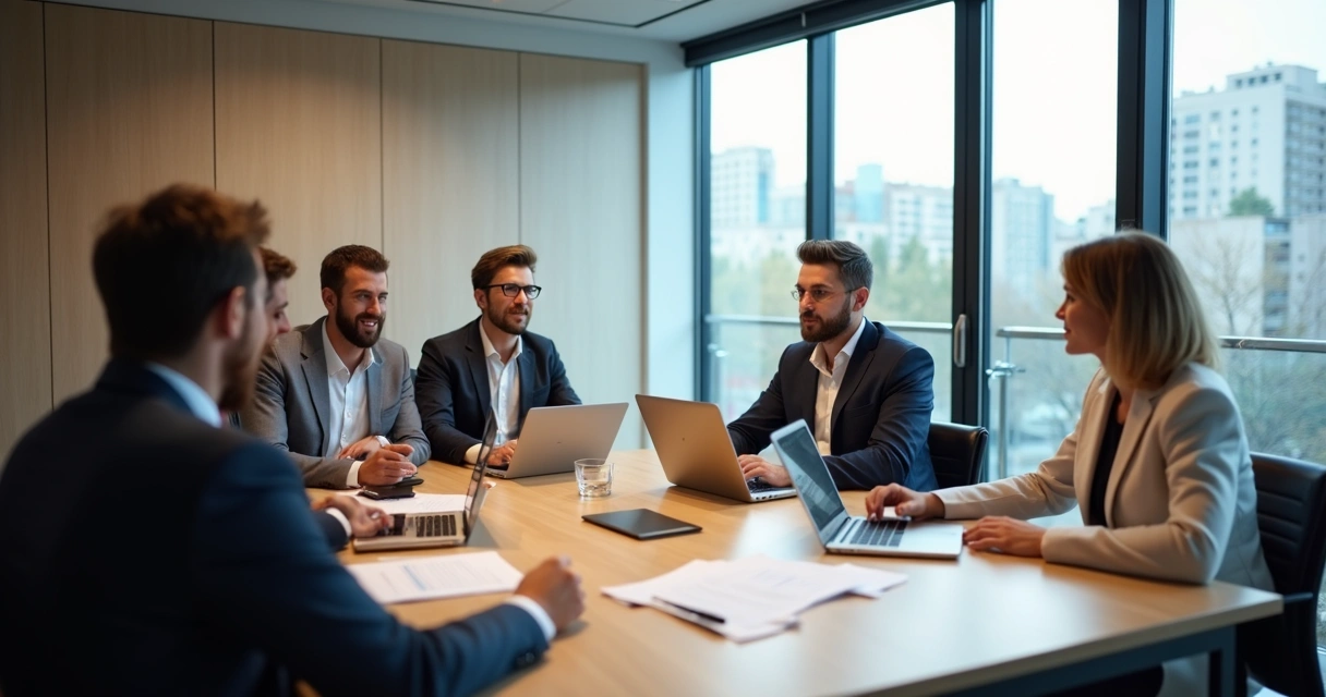 Sócios e gestores em uma reunião de negociação 