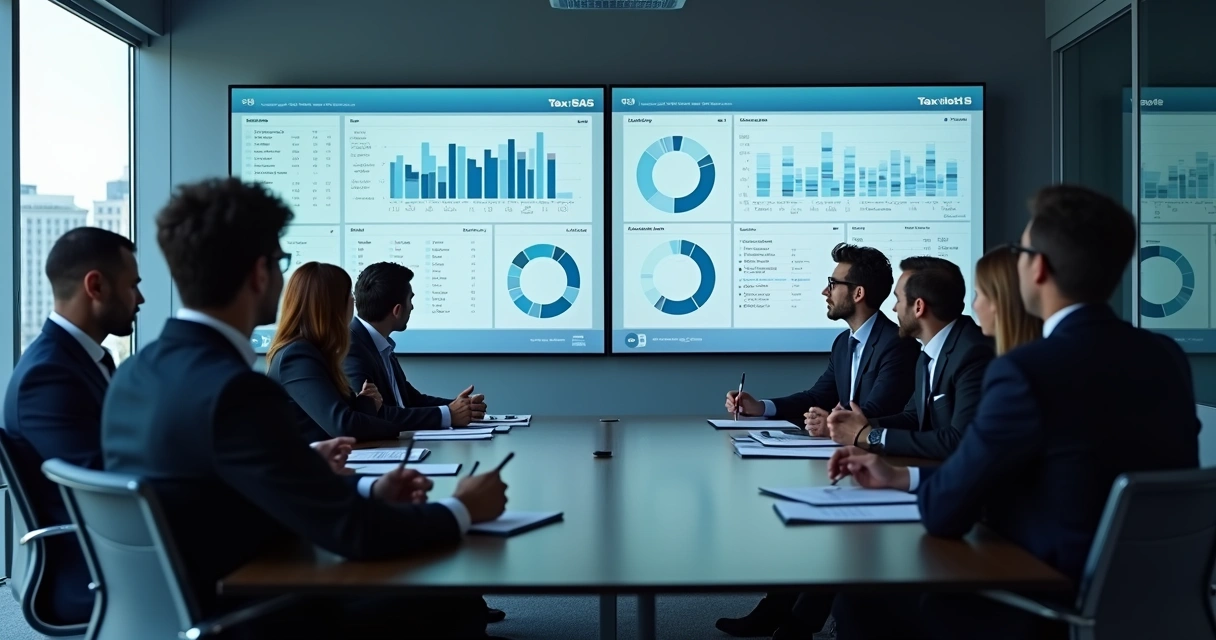 Sala de reunião com pessoas discutindo integração de tecnologia 