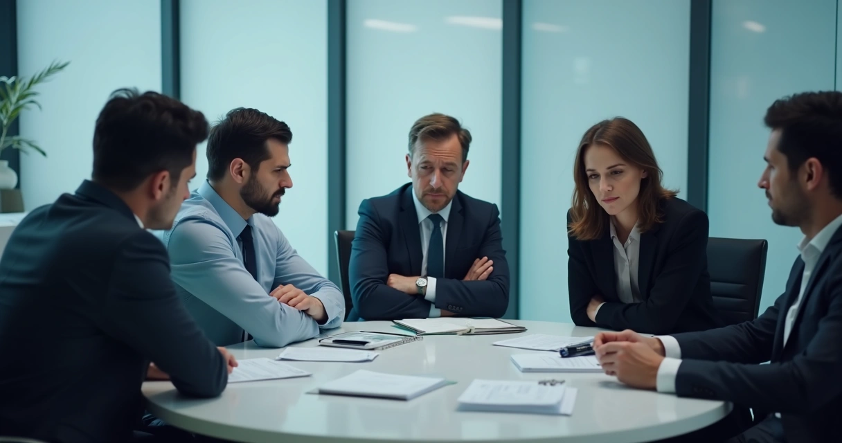 Pessoas tensas em uma reunião de trabalho 