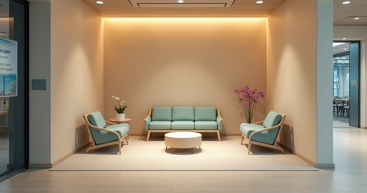 Sala sensorial com iluminação suave em shopping 