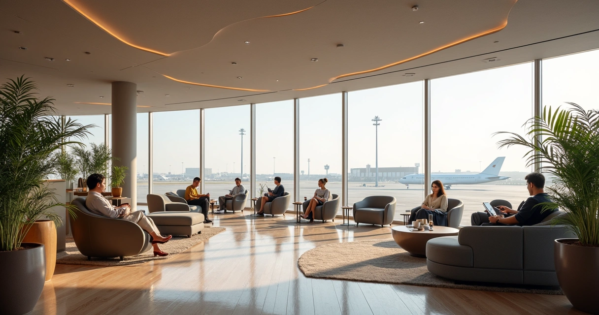 Sala VIP moderna e espaçosa no aeroporto de Chongqing