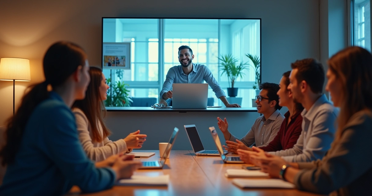 Grupo de alunos em sala de aula virtual interagindo em plataforma educacional 