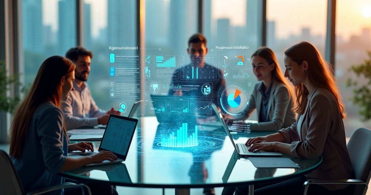 Sala virtual com pessoas estudando conceitos de administração EAD 
