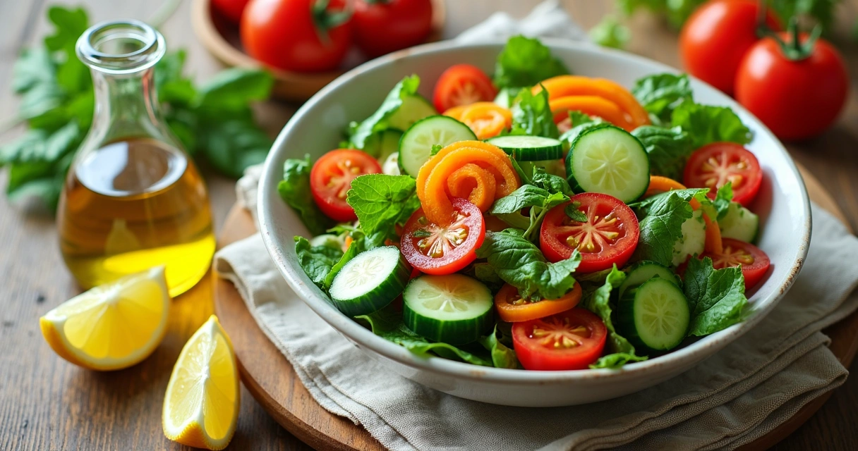 Salada com folhas de moringa e legumes frescos 
