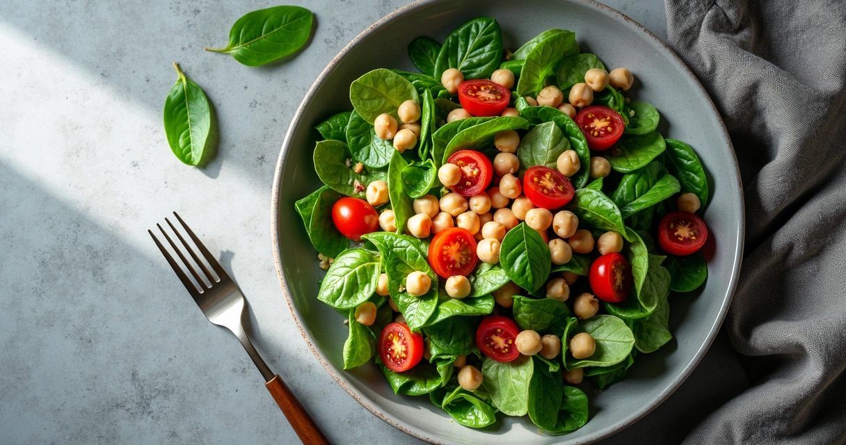 Salada verde com folhas frescas de moringa em prato fundo