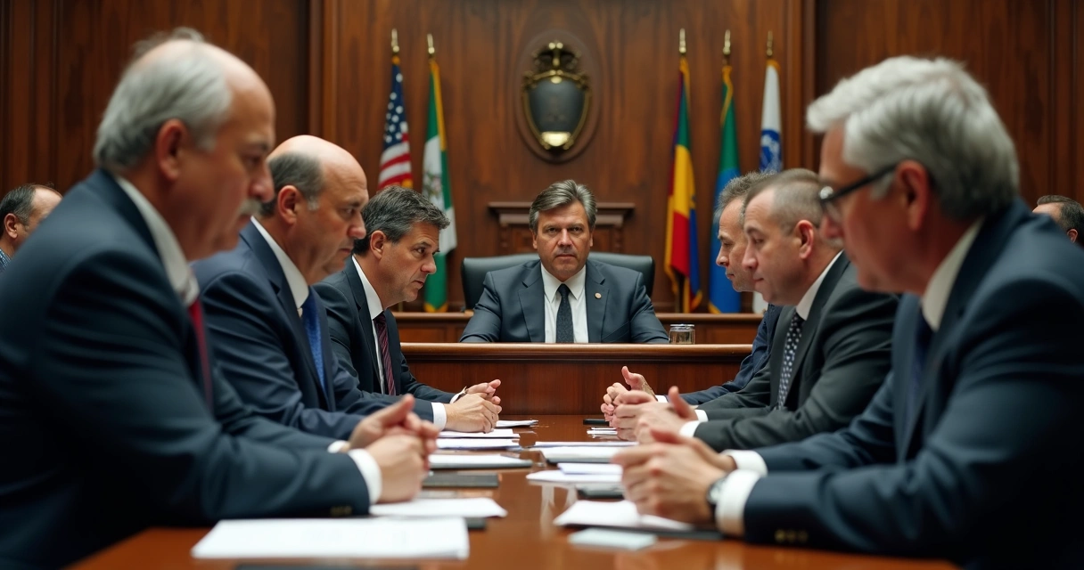 Sala de audiência com líderes políticos acusados de corrupção 