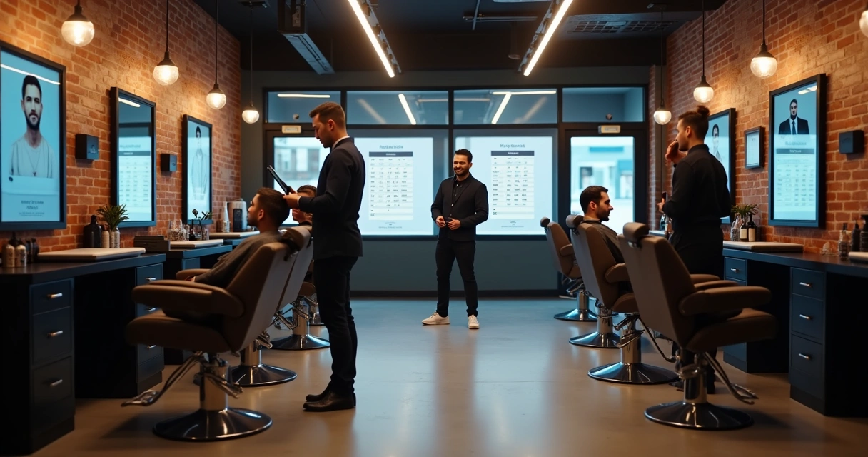 Barbearia moderna com equipamentos digitais 