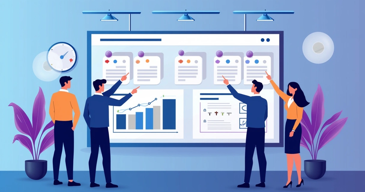 Materiais sales enablement organizados em painel digital 