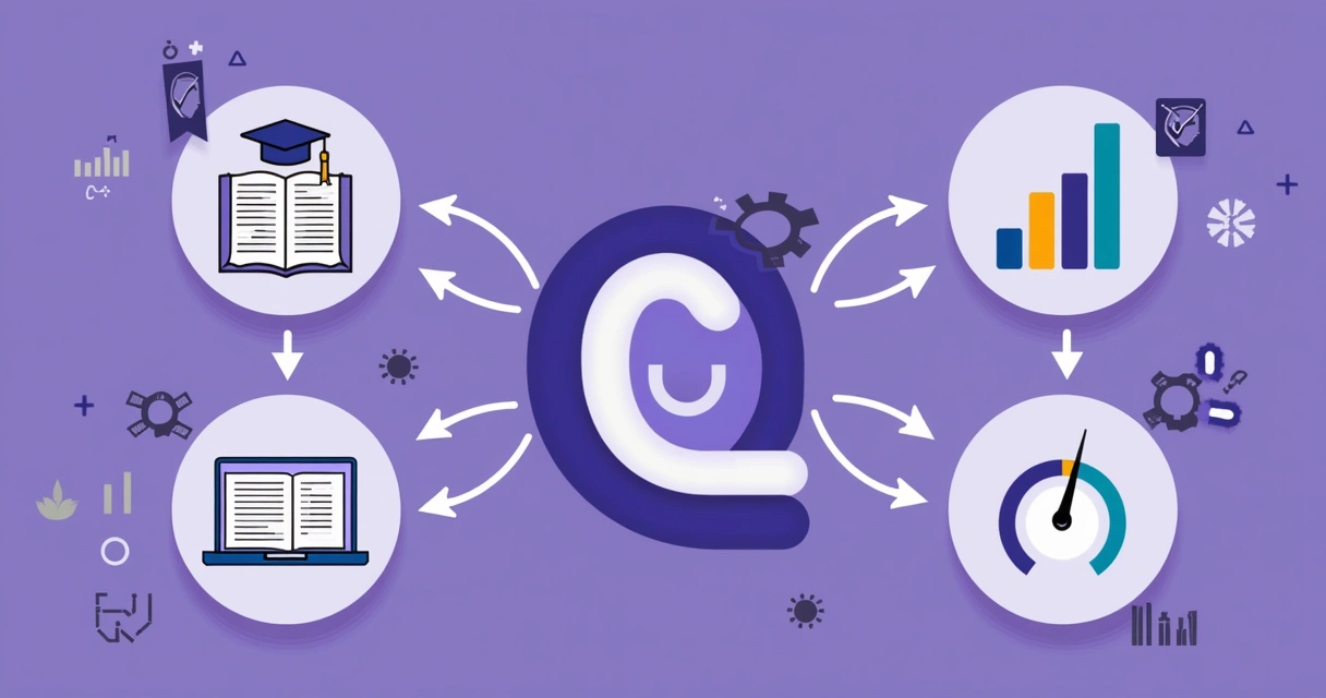 Flowchart of sales enablement process with icons for training, content, data, and performance 
