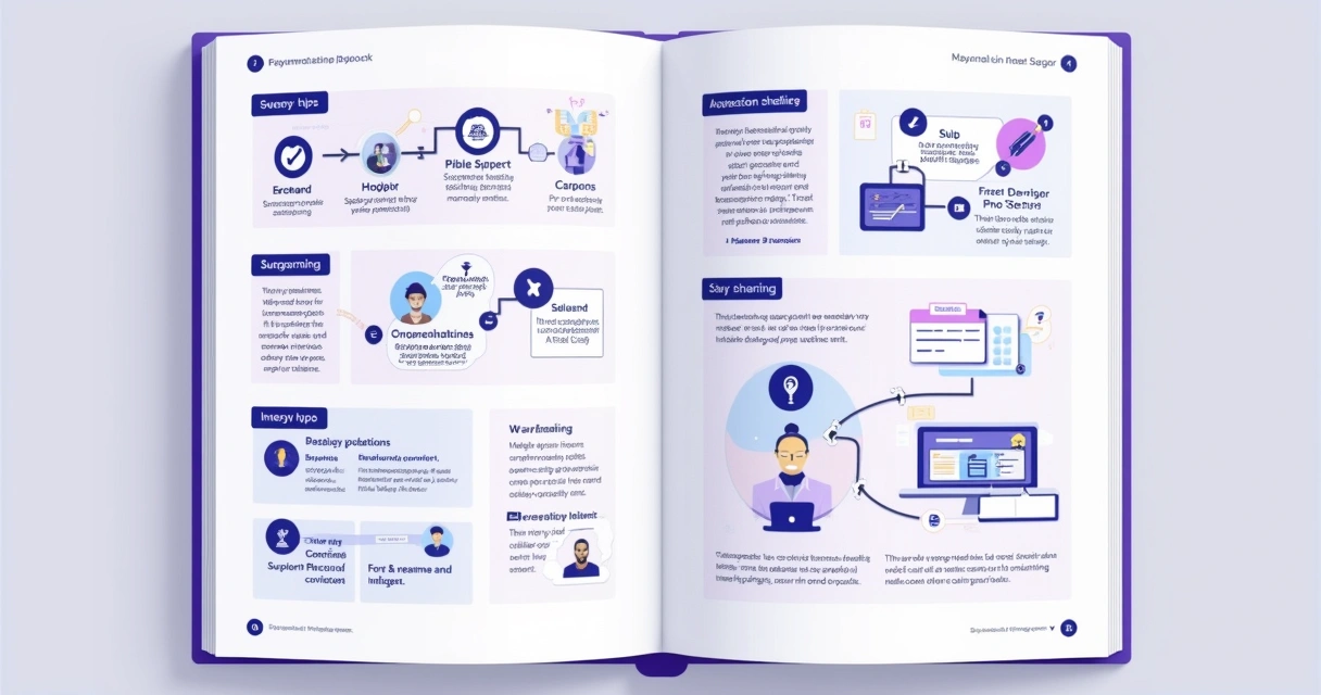 Sales playbook with flowcharts and customer scenarios 