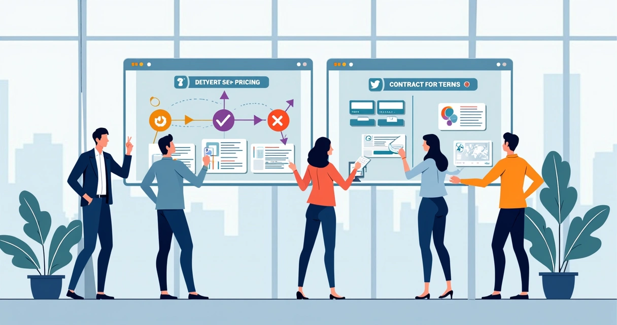 Sales team following a digital workflow with checks for pricing, terms, and approvals 