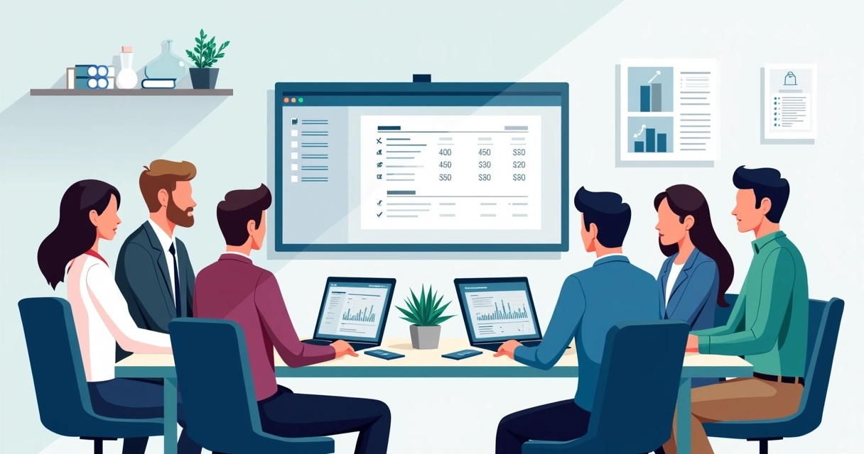 Sales team discussing pricing and product rules 