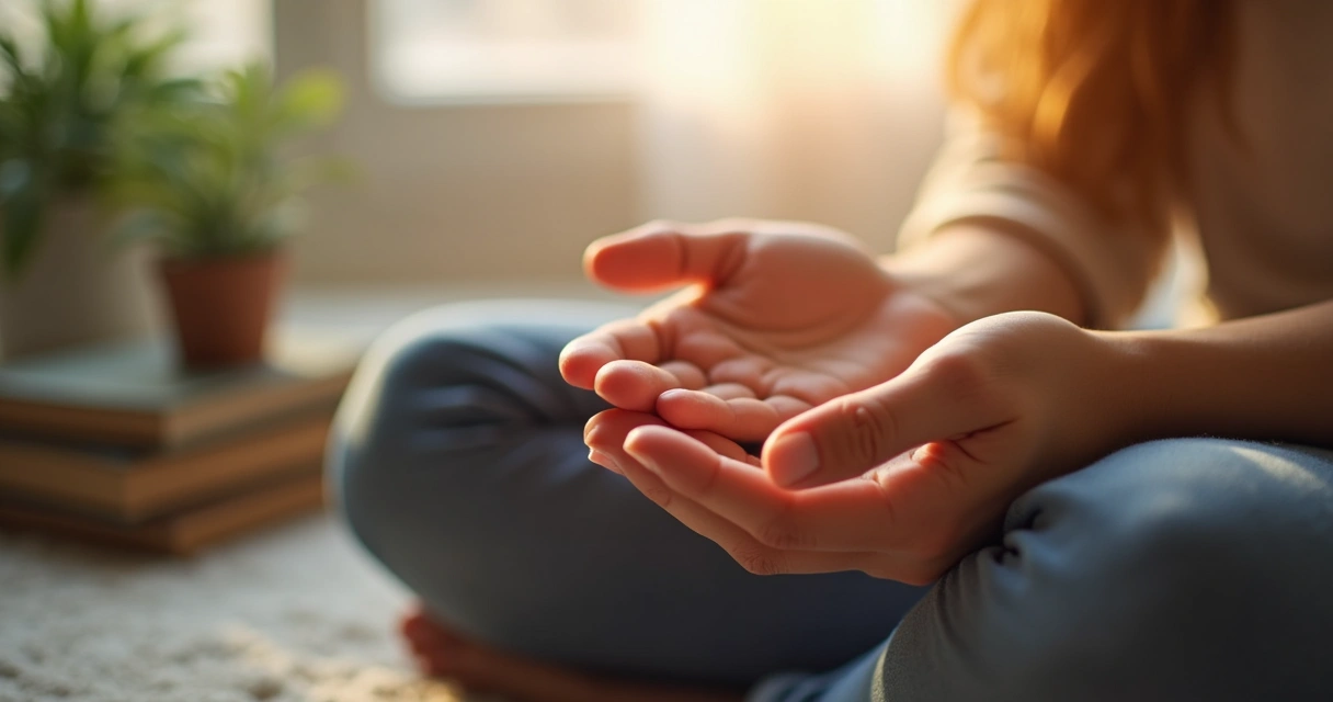 Manos abiertas en actitud de autoaceptación 