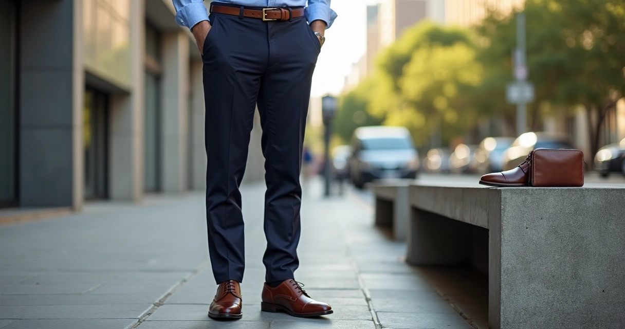 Homem usando sapato derby marrom em look social casual 