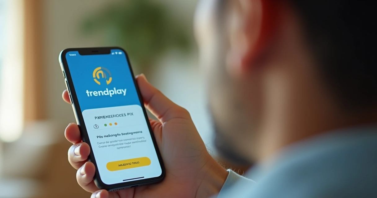 Mão segurando celular recebendo transferência via pix 