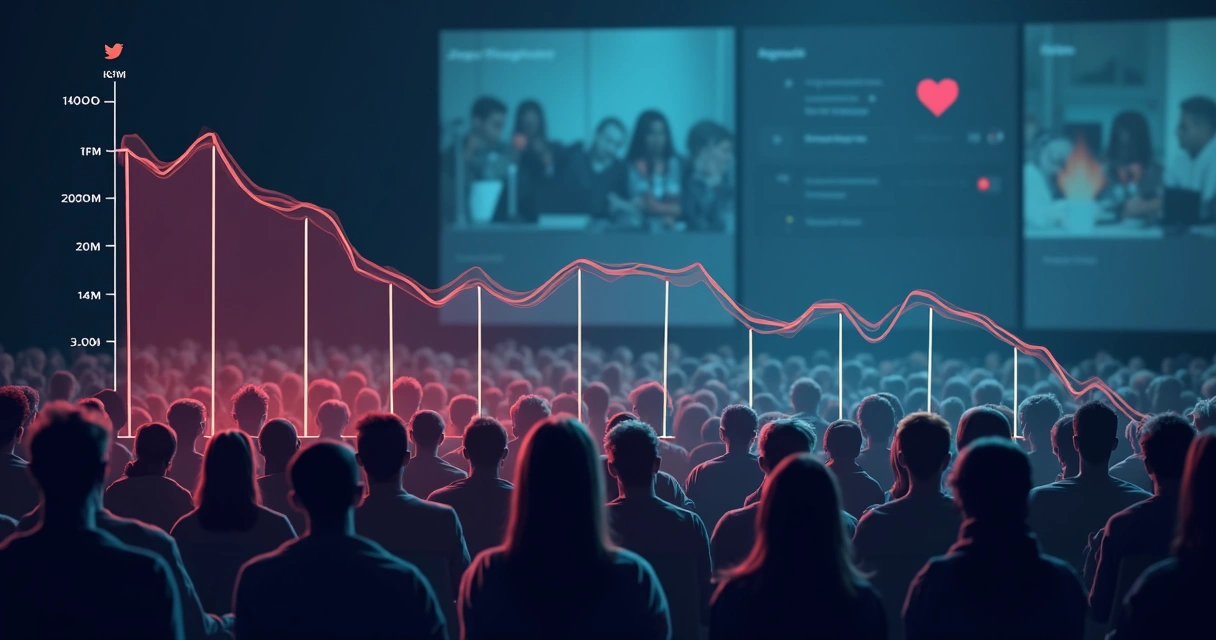 Gráfico mostrando queda de desempenho em marketing digital 