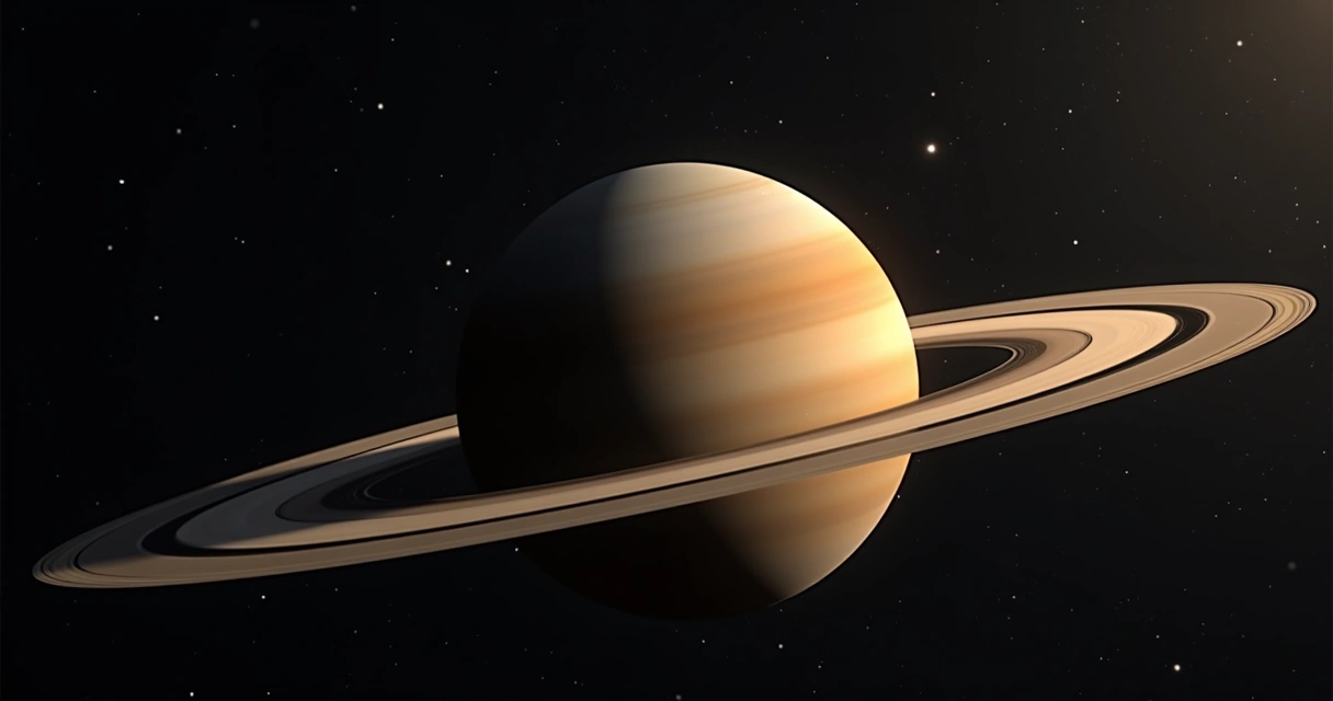 Visão futura simbólica de Saturno sem seus anéis, enfatizando o contraste com seu passado brilhante