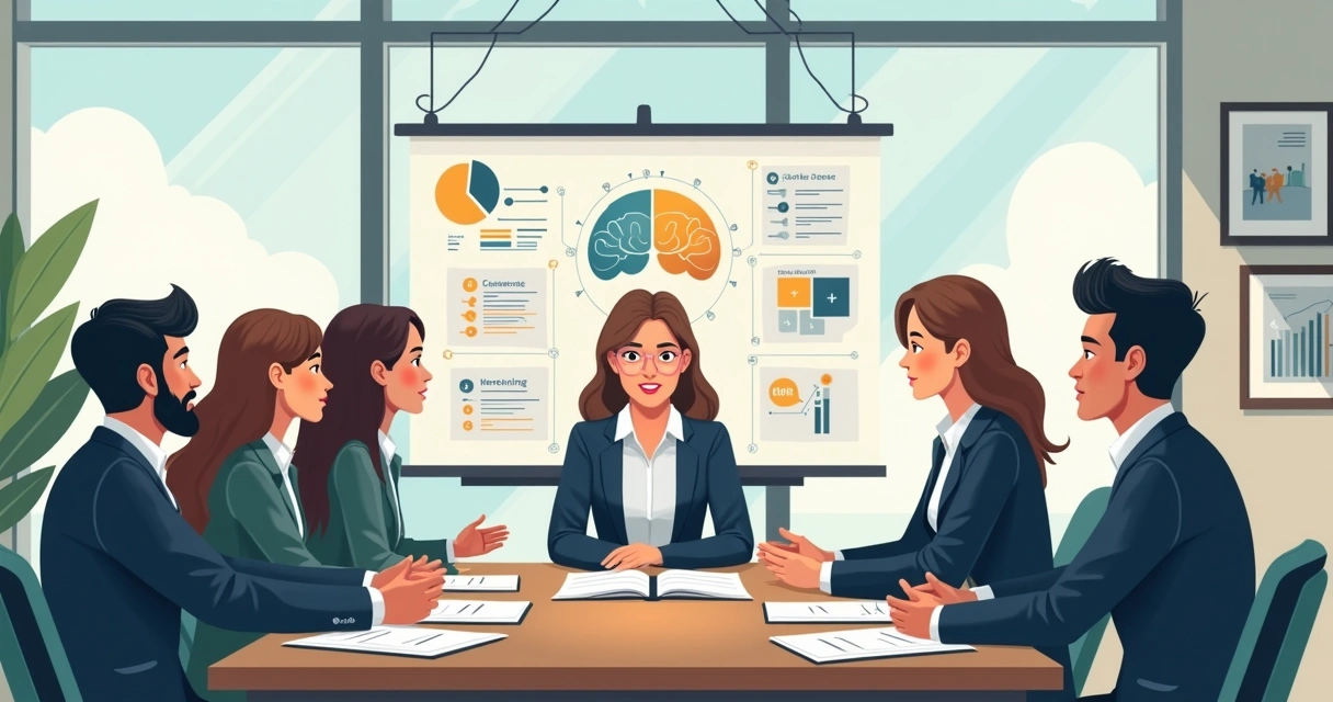 Profissionais reunidos em ambiente corporativo discutindo saúde mental 