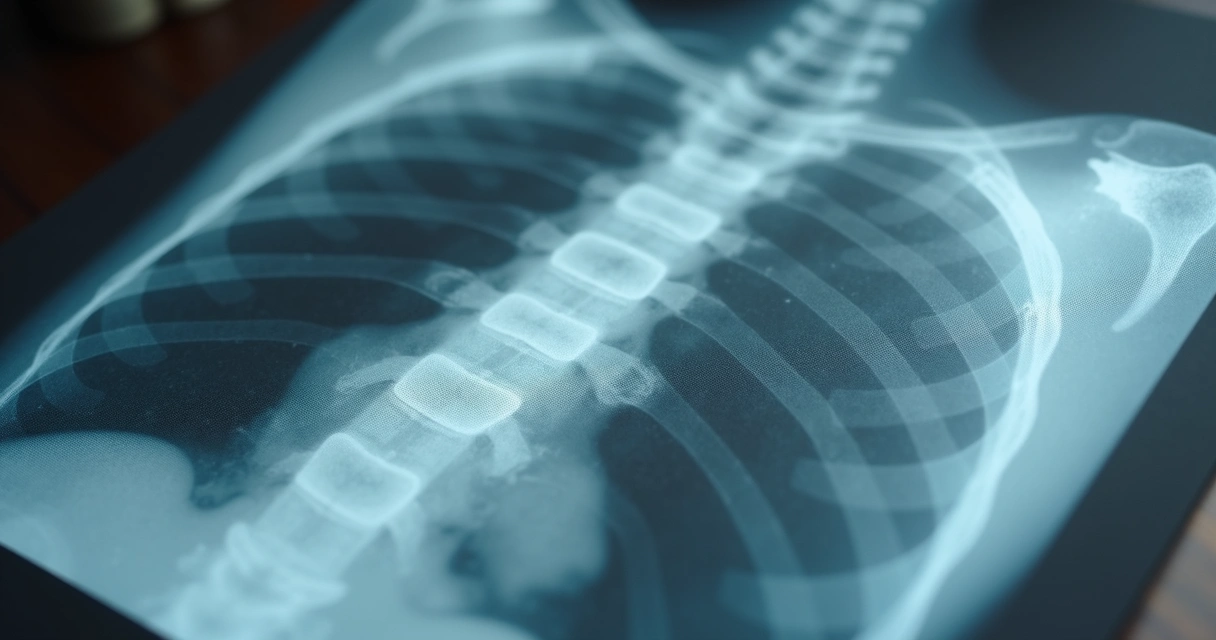 Radiografia de ossos mostrando perda de densidade óssea 