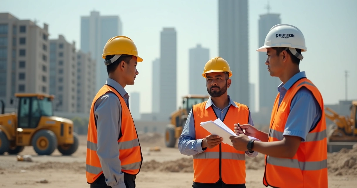 Saudi labor inspector checks on-site worker IDs at EPC project