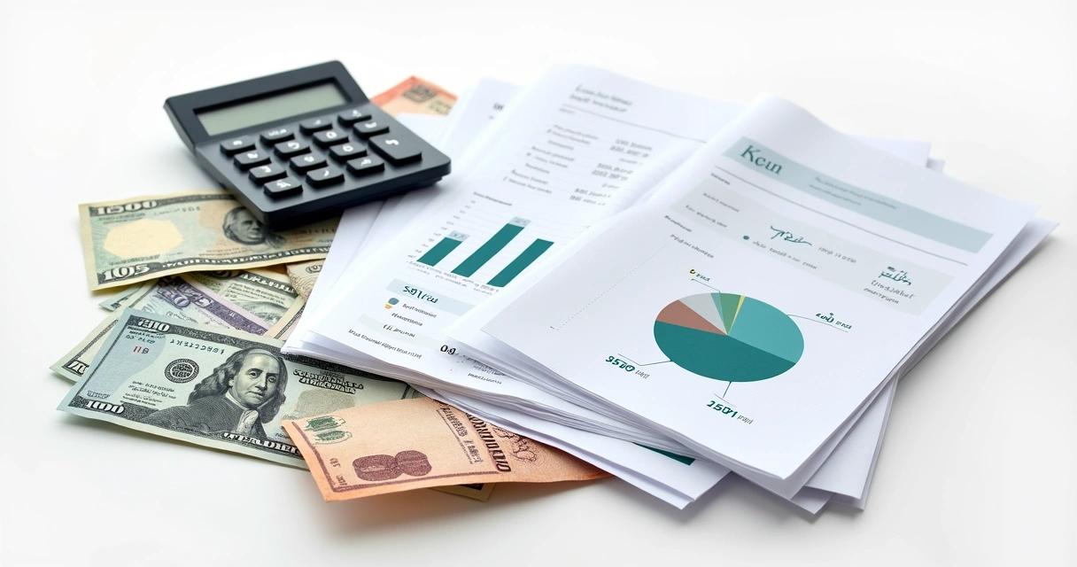 Payroll sheets and Saudi Riyals on a white background 