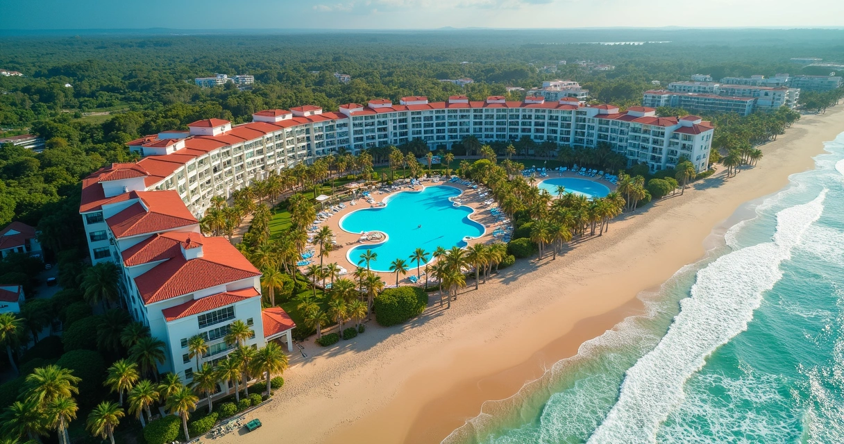 Piscinas, praia e complexo do resort Costa do Sauípe 