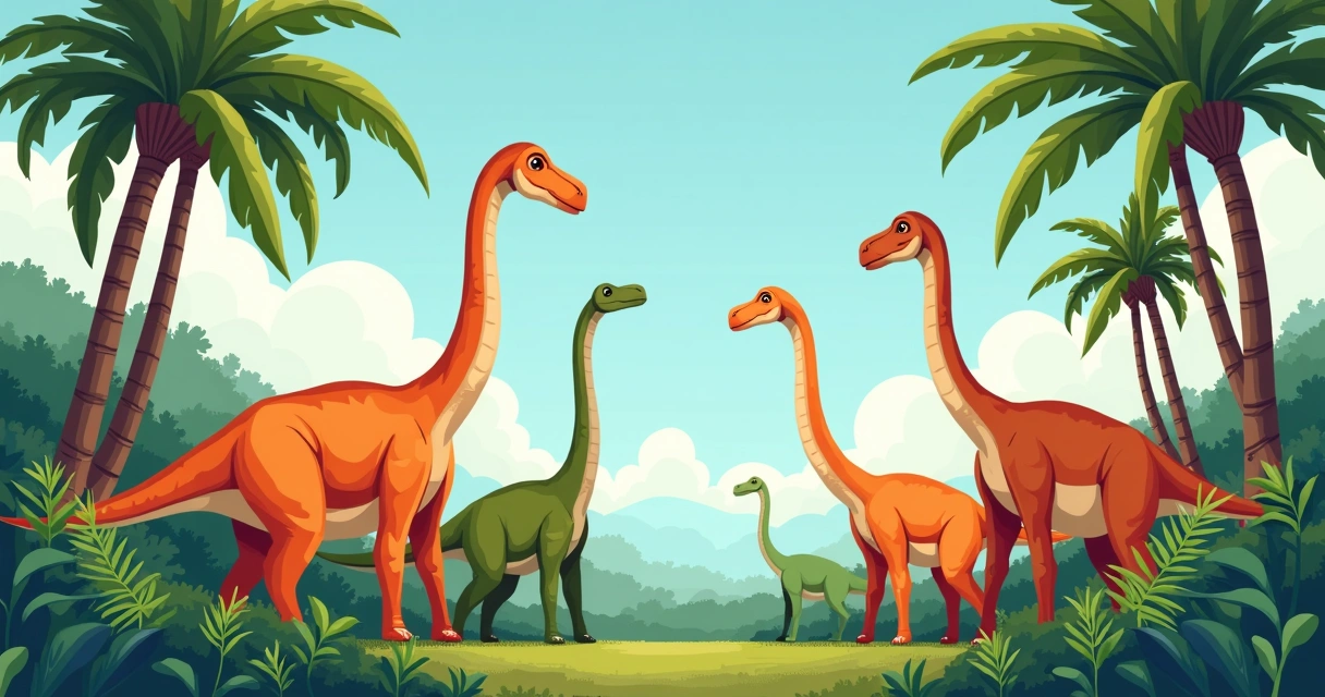 Sauropodomorfos comendo folhas de árvores pré-históricas 