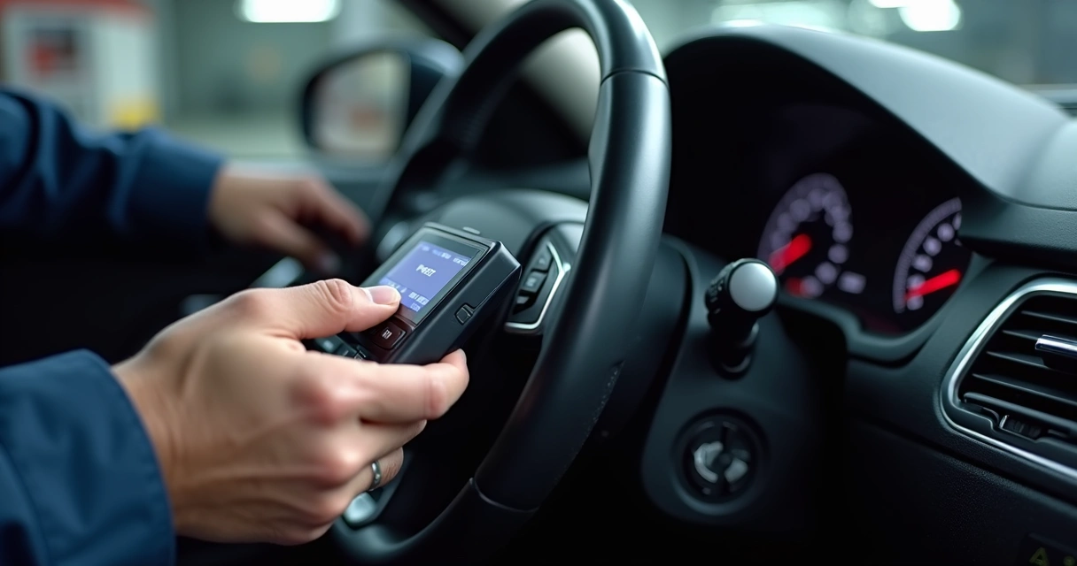 Scanner automotivo conectado ao painel do carro 