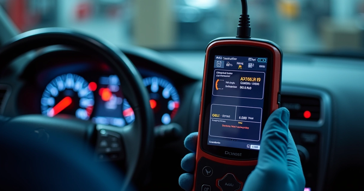 Scanner automotivo lendo falhas em carro usado 
