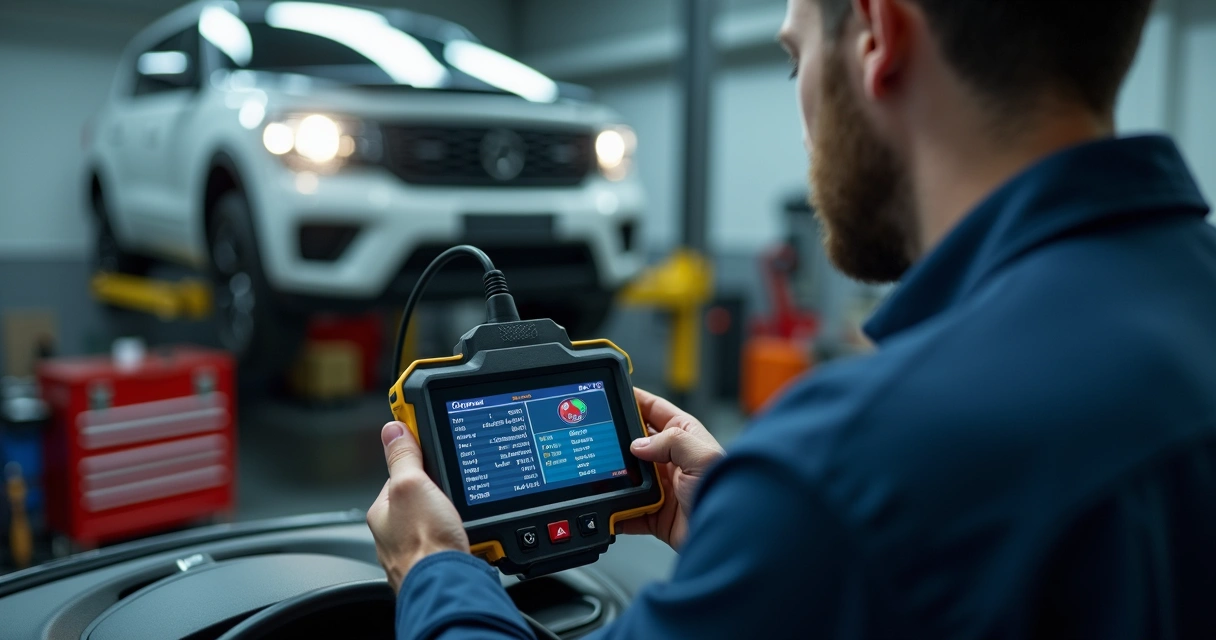 Scanner OBD-II conectado ao carro durante diagnóstico